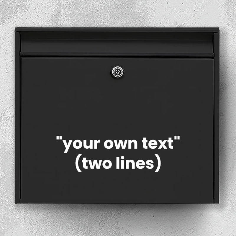 Brevlådedekal – egen valfri text (max 30 x 30 cm) – 2 rader