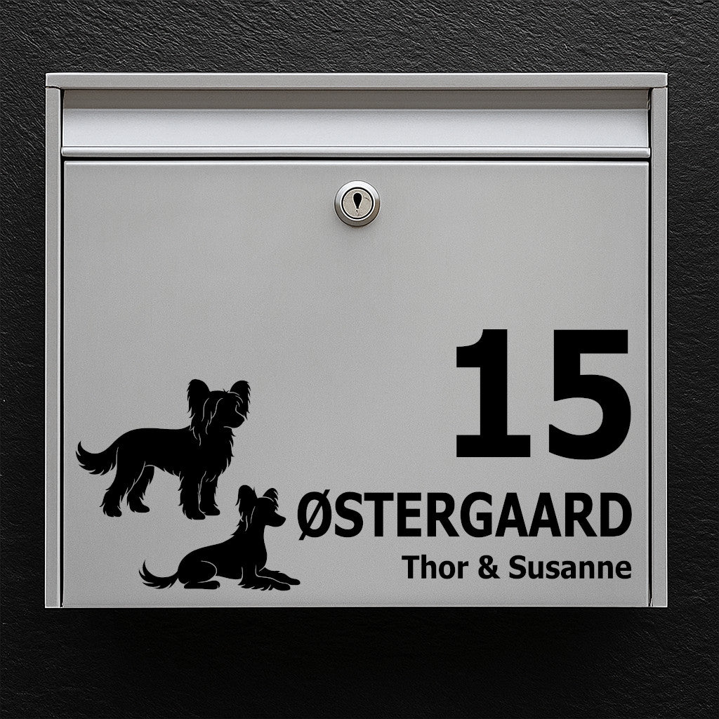 Brevlådeklistermärke med kinesiskt vapenmotiv - personlig namn-/husnummeretikett i väderbeständig vinyl