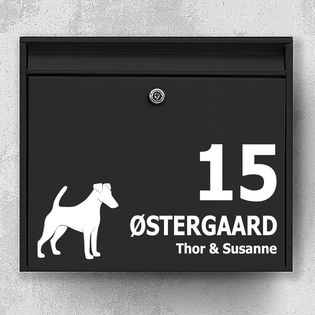 Smidig Fox Terrier Silhouette Postbox Sticker - Anpassad Namnskylt och Husnummer - Väderbeständig Utomhusvinyl