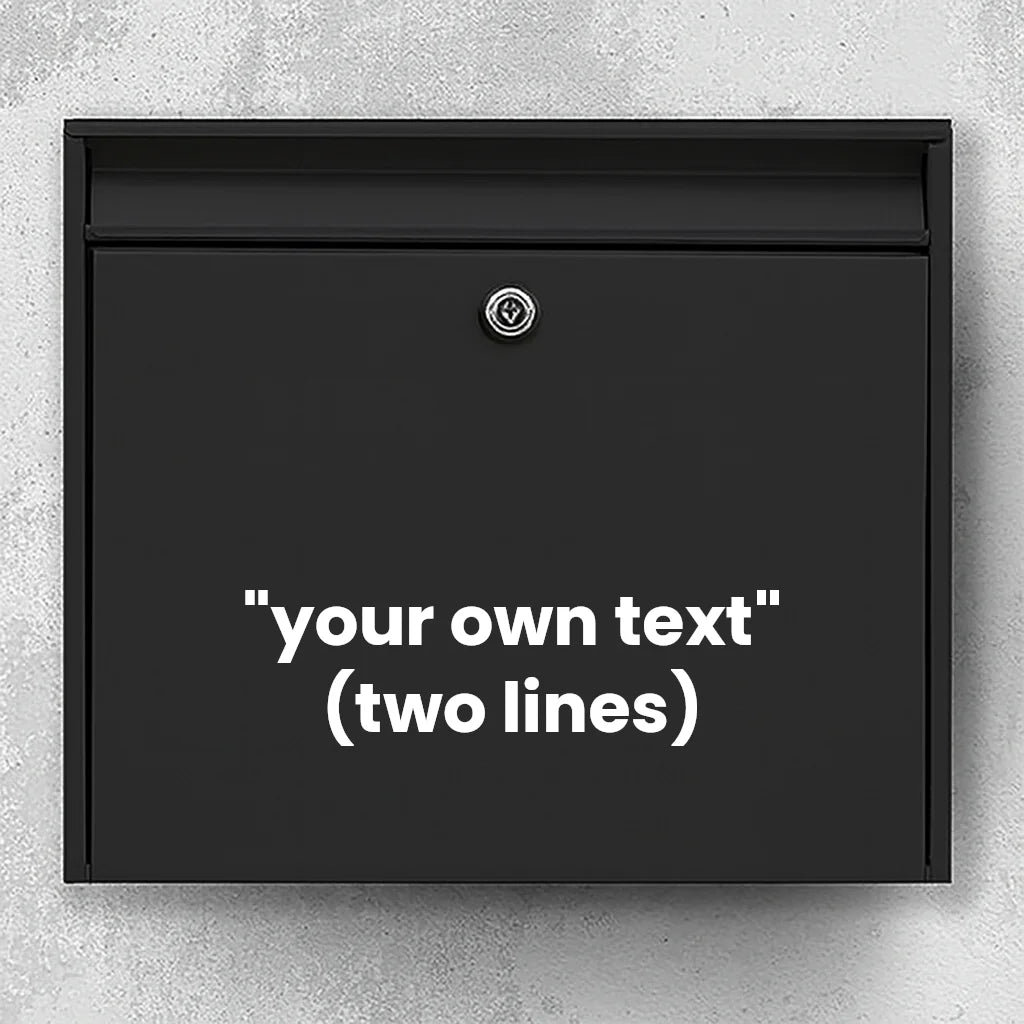 Brevlådedekal – egen valfri text (max 30 x 30 cm) – 2 rader