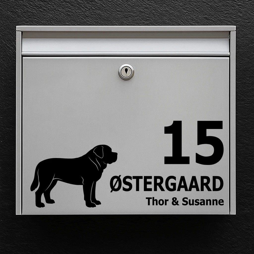 Brevlådeklistermärke med Korthårig sankt bernhardshund