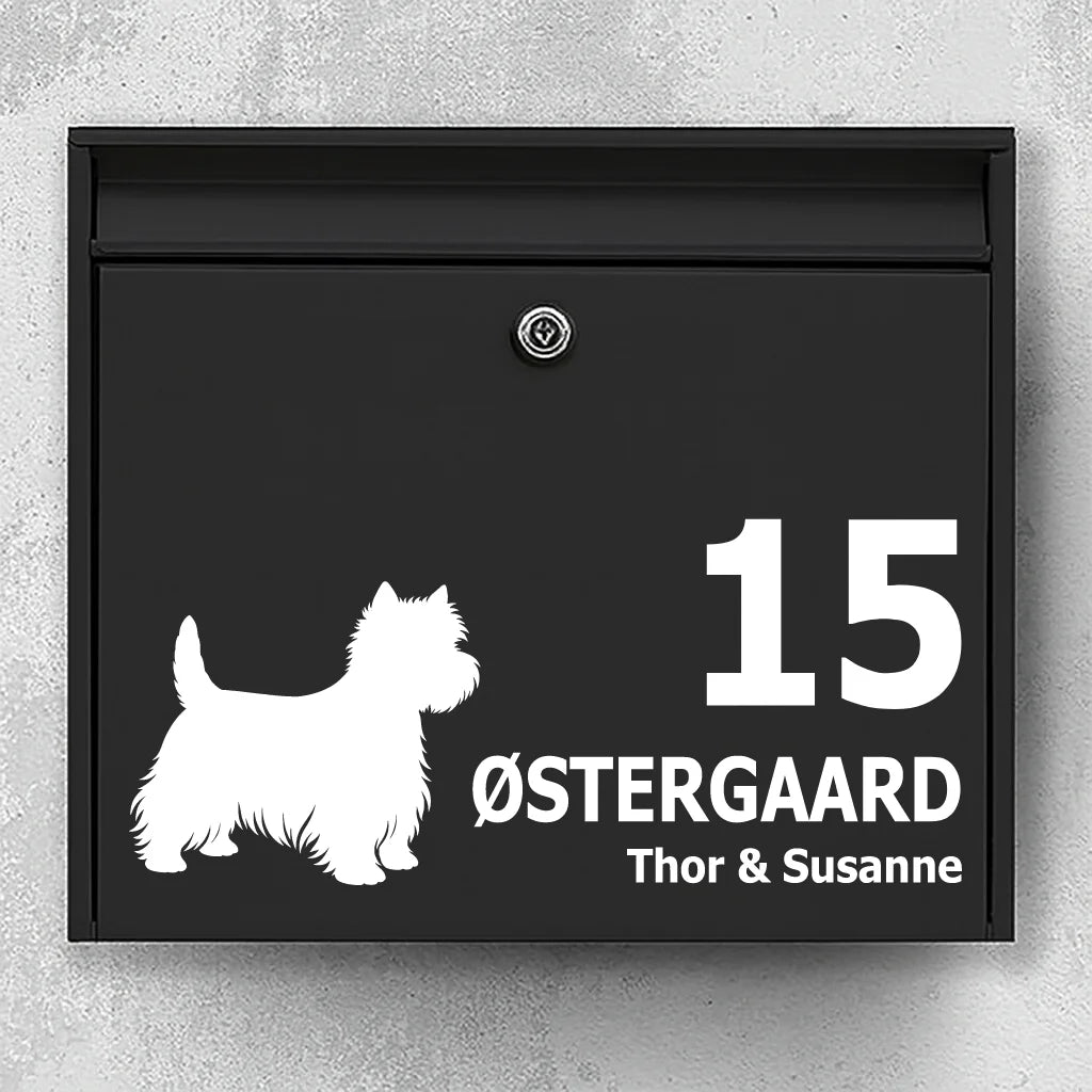 Brevlådeklistermärke med West Highland Terrier (Westie)