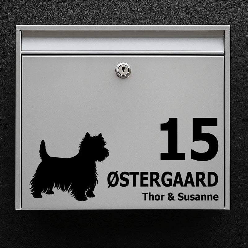 Brevlådeklistermärke med West Highland Terrier (Westie)