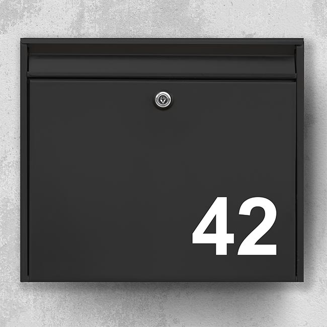 Brevlådaskylt: för brevlådan - Välj färg, storlek och typsnitt Siffra / husnummer