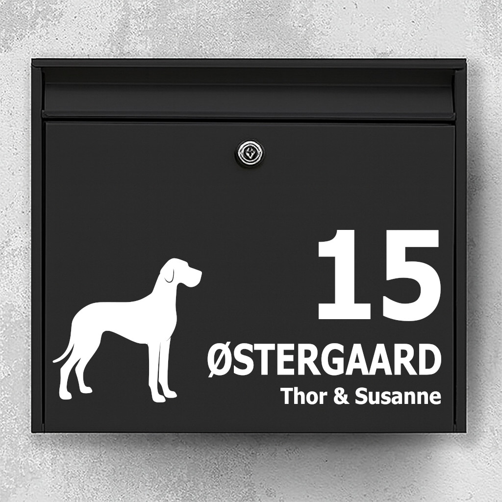 Namnskylt brevlåda - Grand Danois